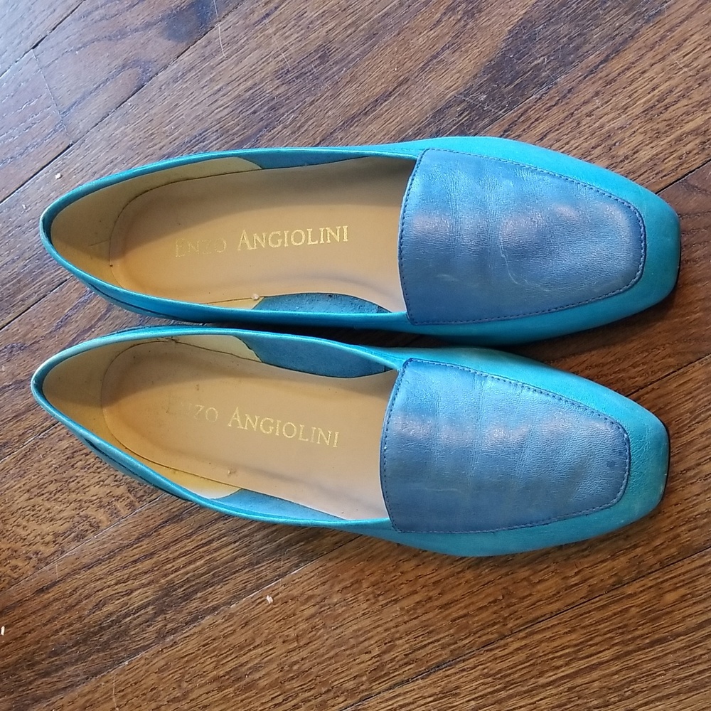 Sz 6.5M Enzo Angiolini Blue Leather Flats